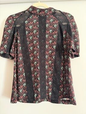 ALC Silk and Lace Short Sleeve Top